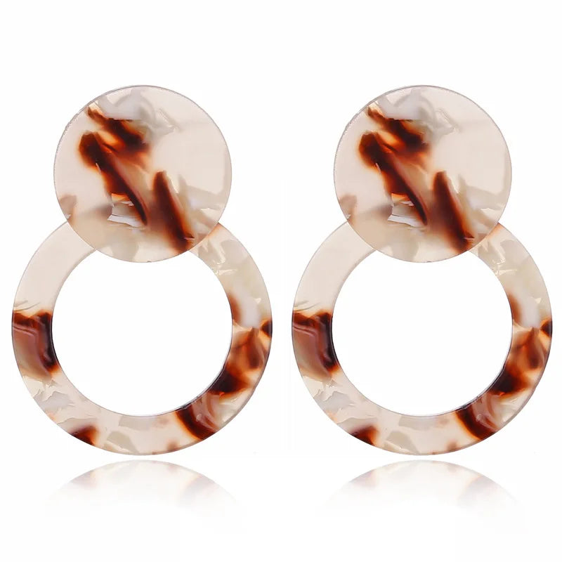 Pendientes de aro de leopardo redondos vintage de ácido acético para mujer, grandes, minimalistas, circulares, de acrílico, nueva joyería bohemia