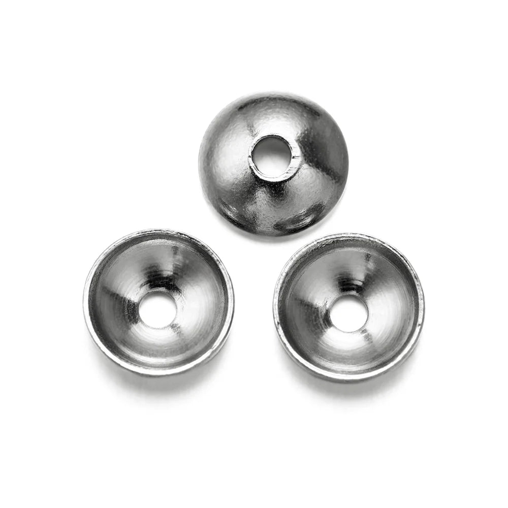 50 unidades de tapas de cuentas redondas de acero inoxidable de 3, 4, 5, 6, 8 mm, espaciadores, conectores para hacer collares y joyas DIY