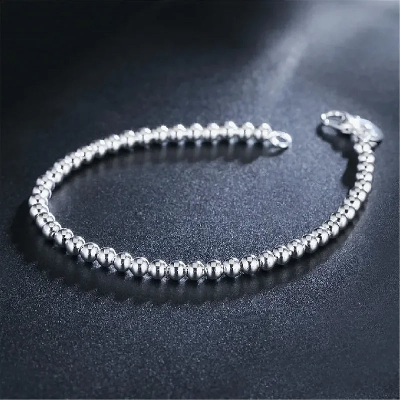 925 Sterling Silber Charm Armband für Frauen 4mm Perlen Kette Beliebte Marken Schmuck Hochzeit Party Weihnachtsgeschenke
