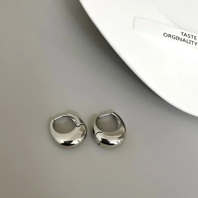 Edelstahl Glatte klobige Creolen für Damen Mädchen Mode Runde Creolen Statement Ohrringe Punk Schmuck