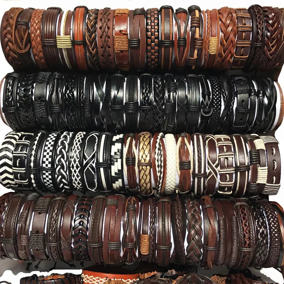 5 Stücke/Los Vintage Leder Charm Armbänder Für Frauen Mix Styles Verstellbares Armband Männer Mode Party Schmuck Zubehör
