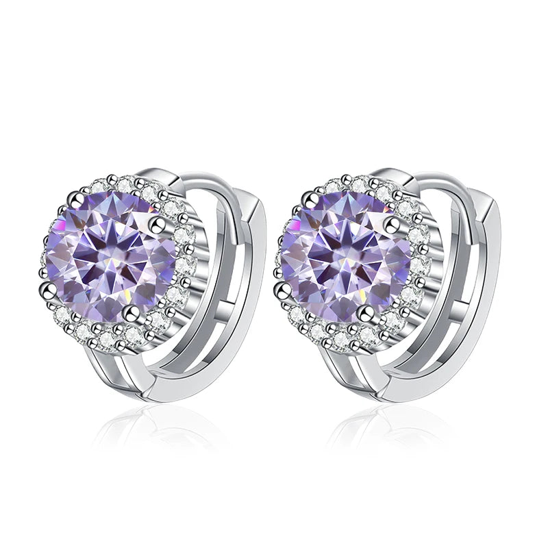 Pendientes NeeTim de Moissanita rosa de 0,5ct 1ct para mujer, Plata S925, Diamantes de laboratorio negros, azules, verdes, grises, arcoíris, Pendientes de boda