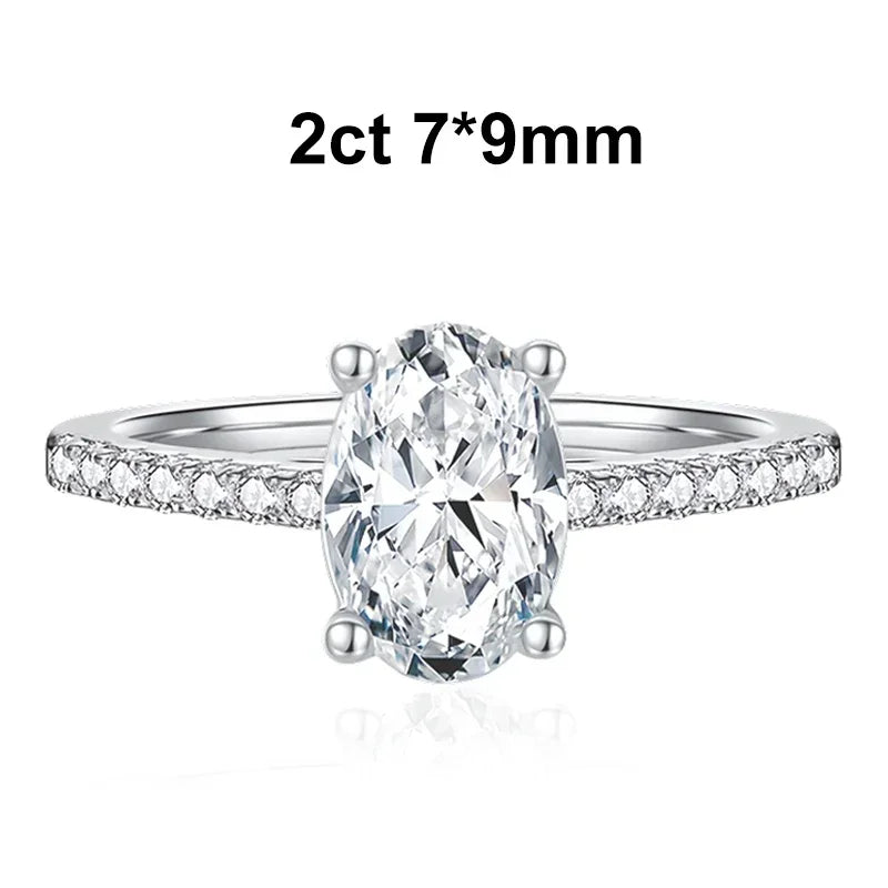 NeeTim 1ct 2ct Ovalschliff Moissanit Ring für Frauen 925 Sterling Silber mit vergoldetem Labordiamant Ringen Bands Feiner Schmuck Geschenk