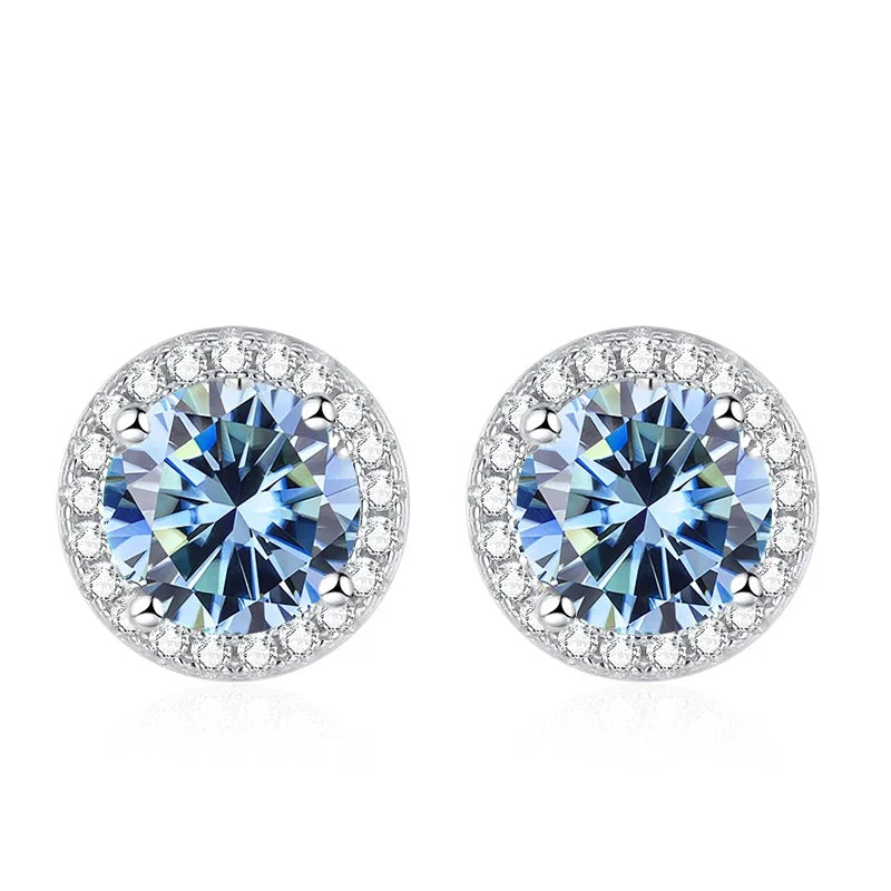 NeeTim Moissanite Ohrstecker für Damen 925 Sterling Silber Grün Blau Pink Rot Schwarz Blau Funkelnde Moissanite Ohrstecker