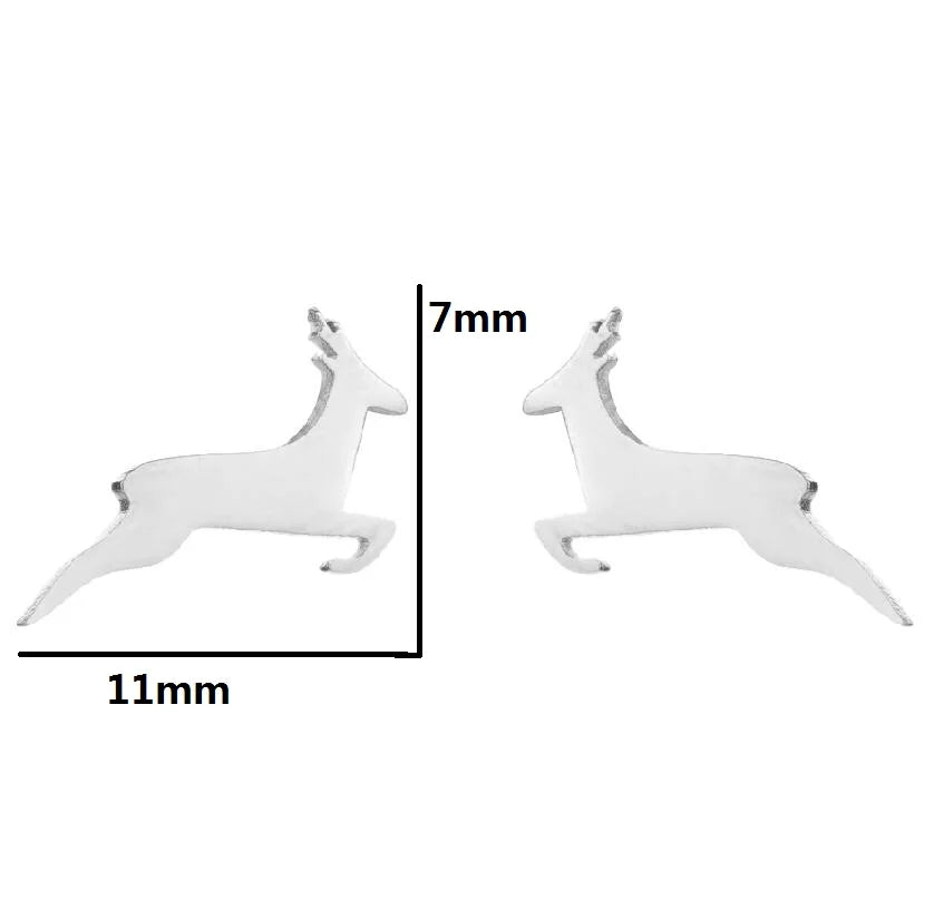 High Quality Stainless Steel Stud Earrings Girl Snowflake Elk Deer Silver Color Tragus Piercing Women'S Earrings Christmas Gifts