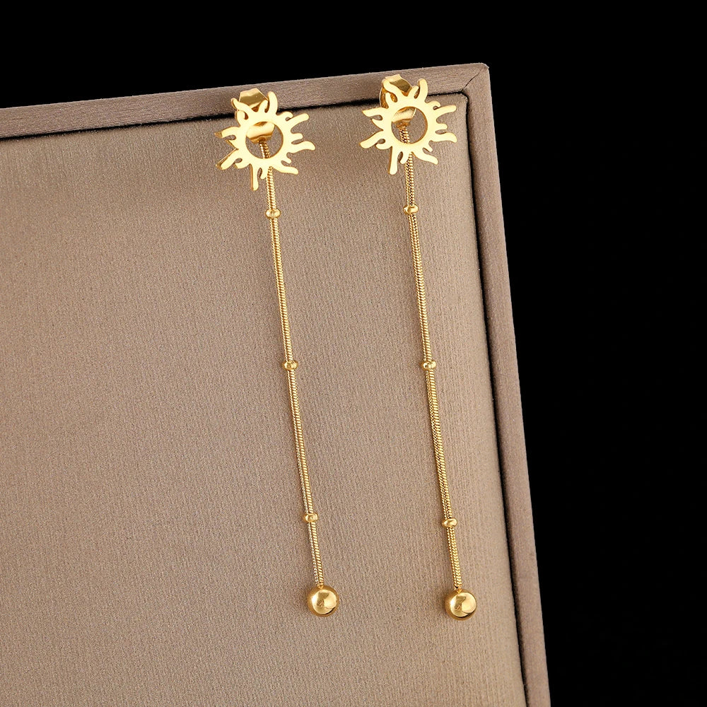 Edelstahl-Ohrringe Klassischer Sonnen-Totem Lange Schlangenkette Ohrstecker Für Frauen Schmuck Mode Beliebte Freundesgeschenke