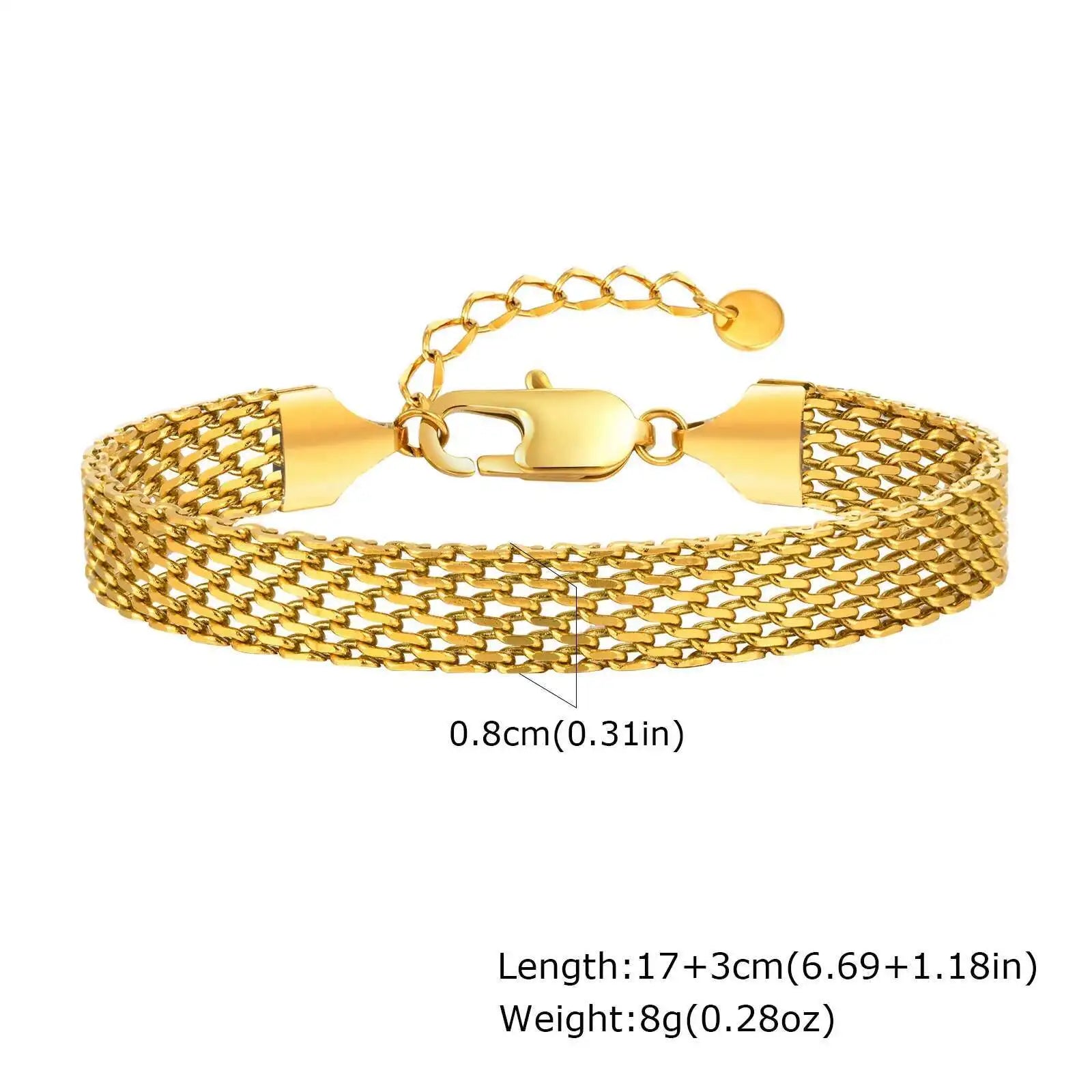Edelstahlarmband für Damen, Gliederarmband aus Edelstahl, 3 mm/4 mm/6 mm, vergoldetes italienisches Kettenarmband, Schmuckgeschenk, anlaufbeständig