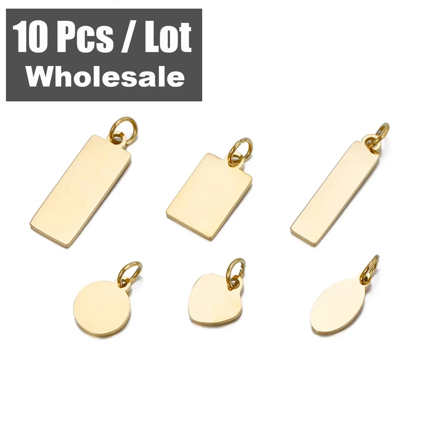 10PCS Anhänger mit individuellem Logo Edelstahl Charms für Halsketten Armbänder 6 Größen zur Auswahl
