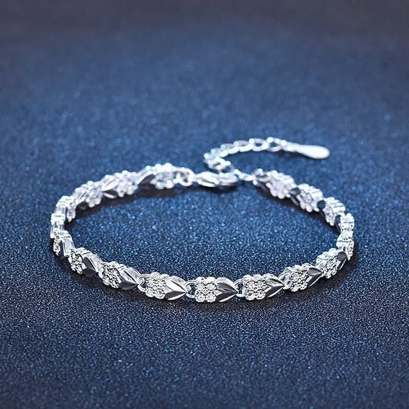 20,32 cm 18K Goldarmband 5MM seitliches Kettenarmband für Frauen Männer Mode Hochzeit Verlobung 925 Sterlingsilber Schmuck Geschenke