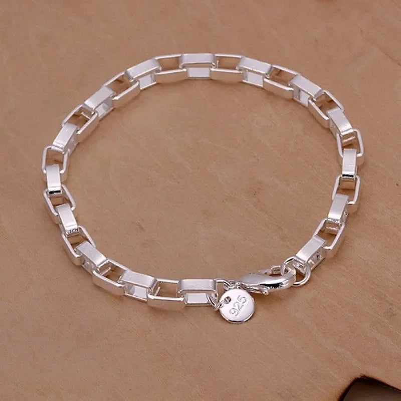 20,32 cm 18K Goldarmband 5MM seitliches Kettenarmband für Frauen Männer Mode Hochzeit Verlobung 925 Sterlingsilber Schmuck Geschenke