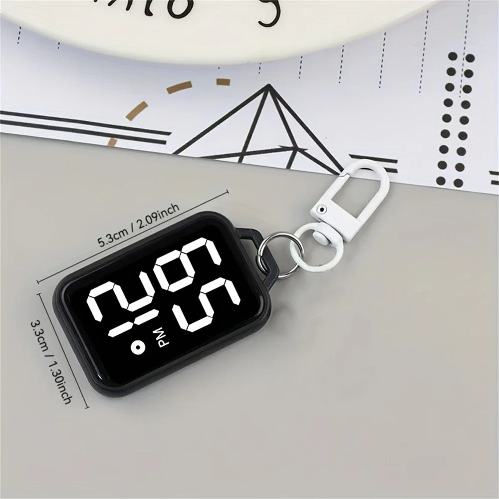 1PC LED Keychain Pocket Watch Digital Display Electronic Watch Student Backpacks Keys Pendant Cartoon Small Hanging Watch Gift