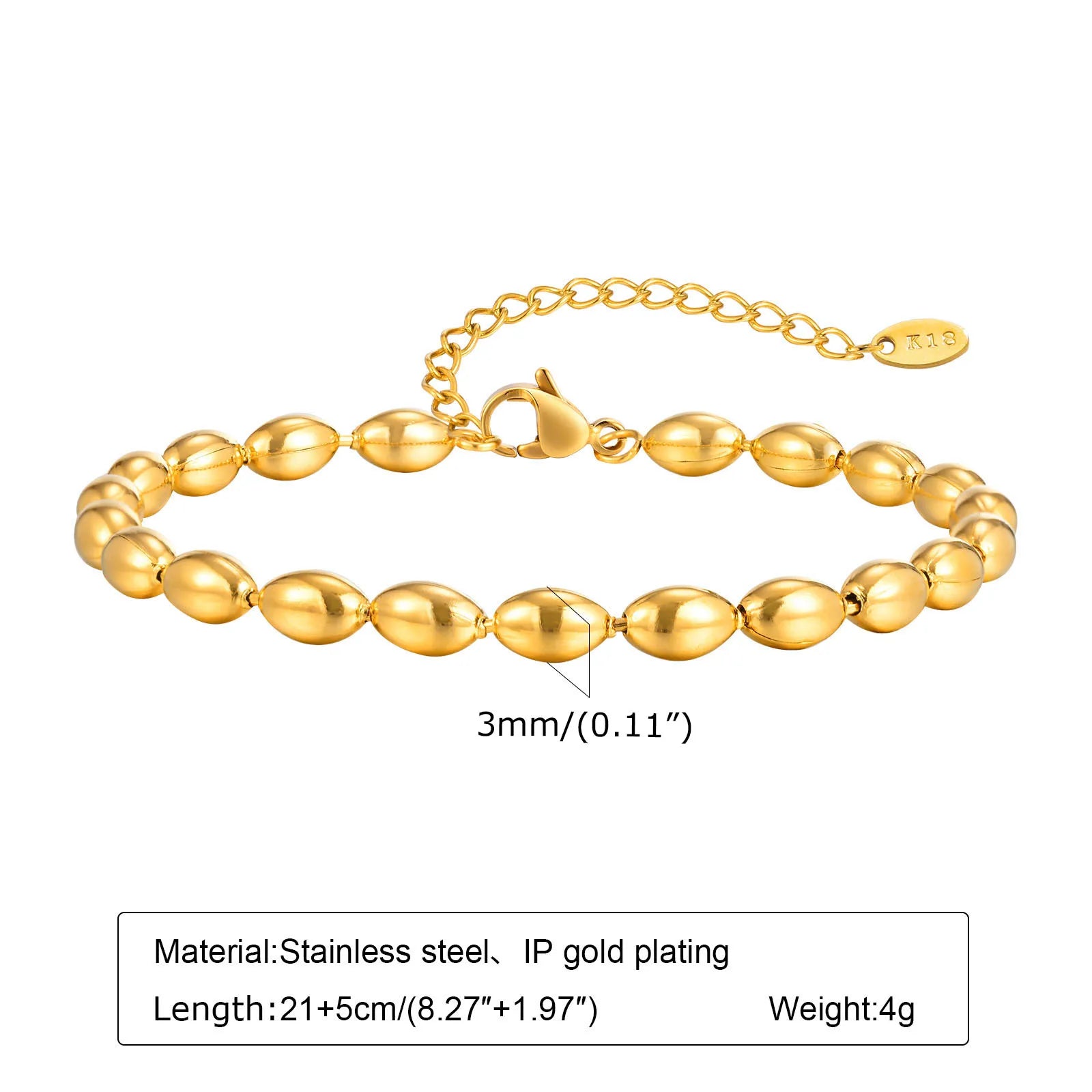 Edelstahl-Perlen-Fußkettchen für Frauen, 18k vergoldete Fußkette, verstellbare, stapelbare Armbänder als Beinschmuck