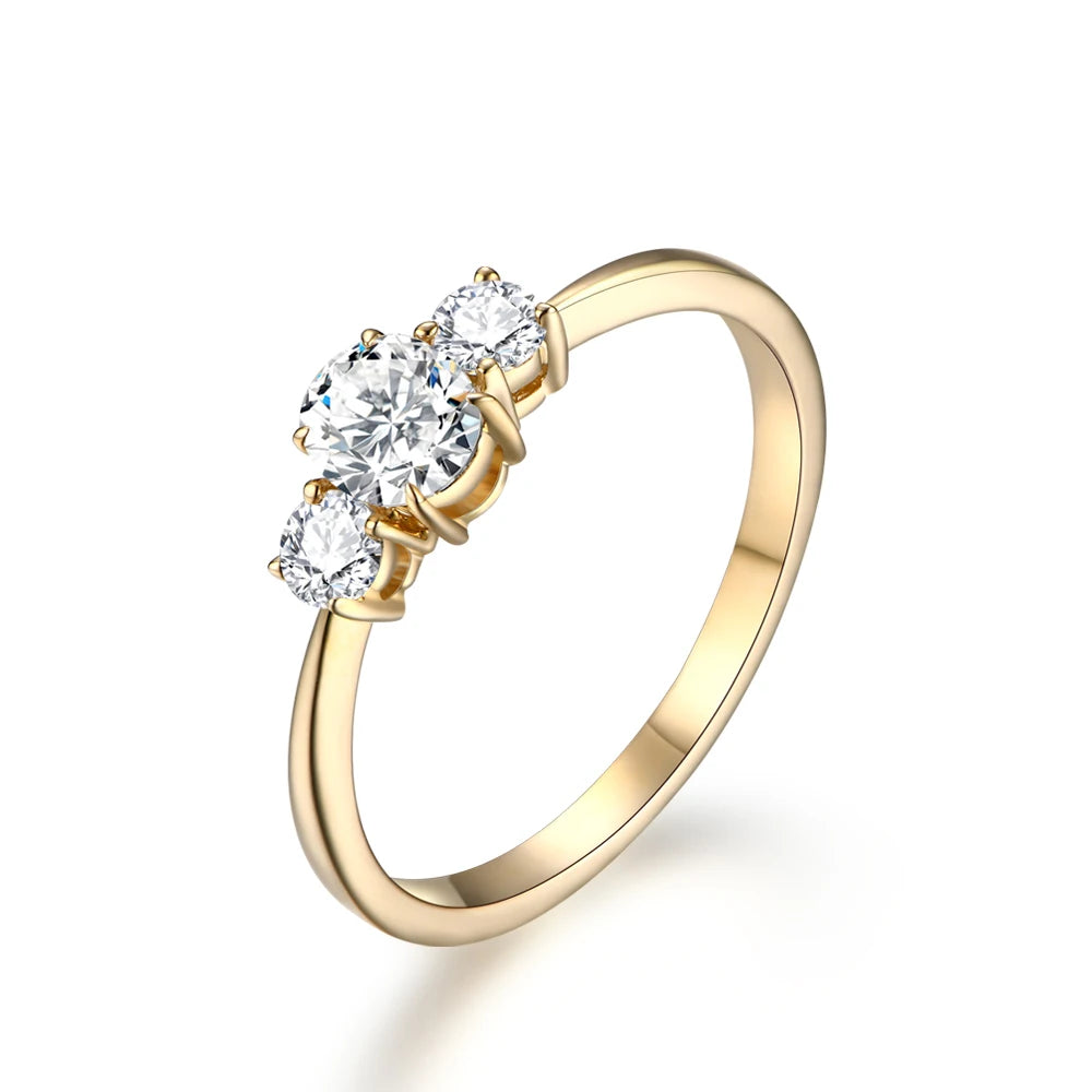 MINTYBOX D Farbe Ovalschliff Drei Stein Moissanit Ringe Solide 925 Silber 18K Vergoldet Schmuck für Frauen Verlobungsring Hochzeit