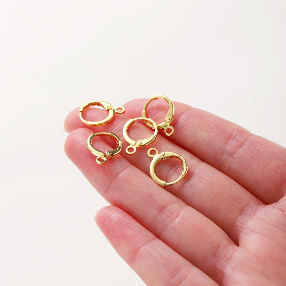 10 Stück 14K 18K vergoldetes Messing Frankreich Rohling Rund Öffnung Ohrringhaken Ohrhänger Clips Schlaufe für DIY Schmuckherstellung Zubehör