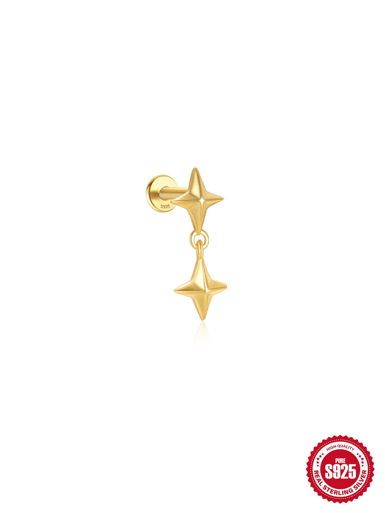 CANNER 1PC Vier-Punkt-Stern Mond Quaste Lotus Knorpel Spirale Piercing 925 Sterlingsilber Ohrstecker Für Frauen Ins Ohrring
