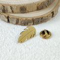 New punk feather hollow stainless steel gold-plated badge, suit lapel pin waterproof black, men's brooch set