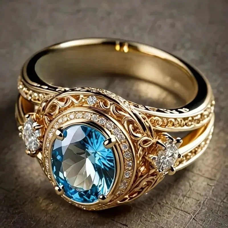Geometric Fashion Gold Color Inlay Colorful Zircon Rings For Women Party Accessories Gifts Custom Jewelry