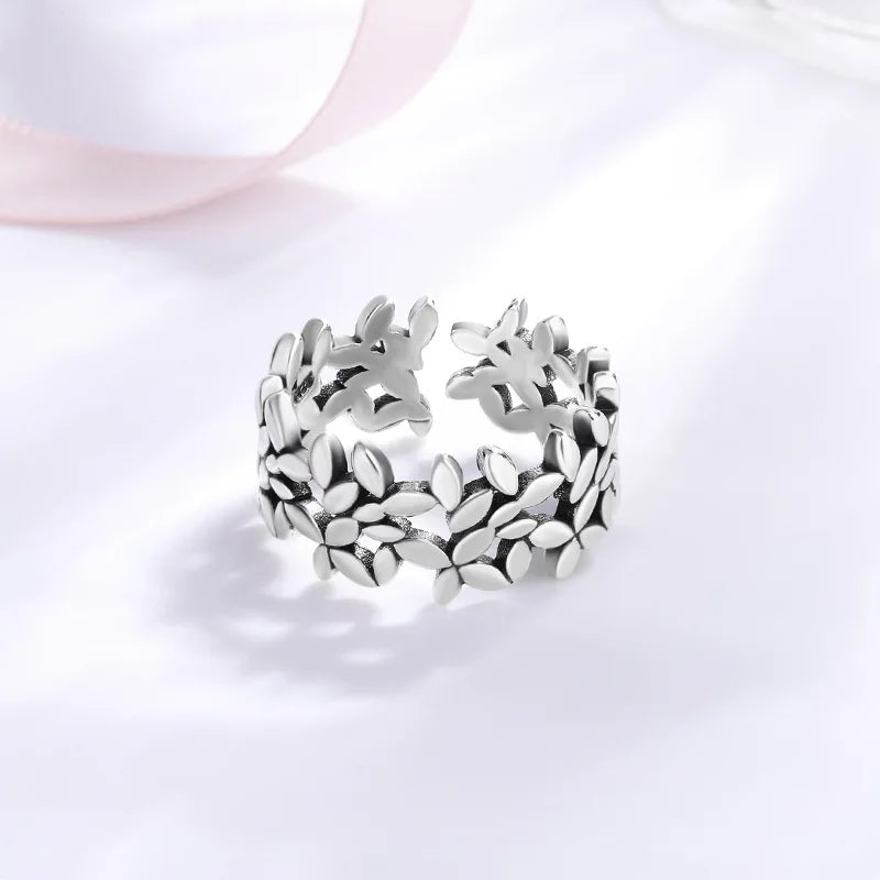 925 Sterling Silber Ring Kleine Blattpflanze Ringe Für Frauen Verlobung Hochzeit Luxus Schmuck Günstige Dinge Mit