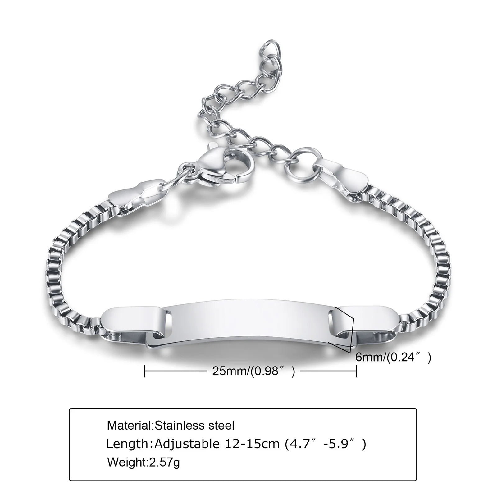 Individuelles personalisiertes Namens-ID-Armband für Mädchen und Jungen, Edelstahl-Gliederketten-Kronenarmband, nicht allergisch