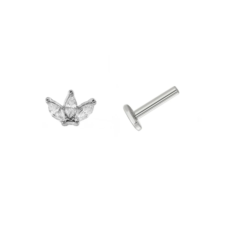 Piercing Labret de Rosca Interna Rayo Corona Abeja Flores Cartílago Pendiente Trago Conch Acero Inoxidable 316L Joyería Corporal