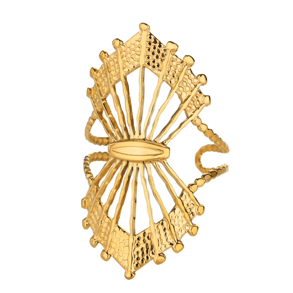 Vintage Geometrische Kugelringe für Frauen Goldfarben Edelstahl Punk Fingerring Hochzeitsfeier Mode Schmuck Geschenk Femme