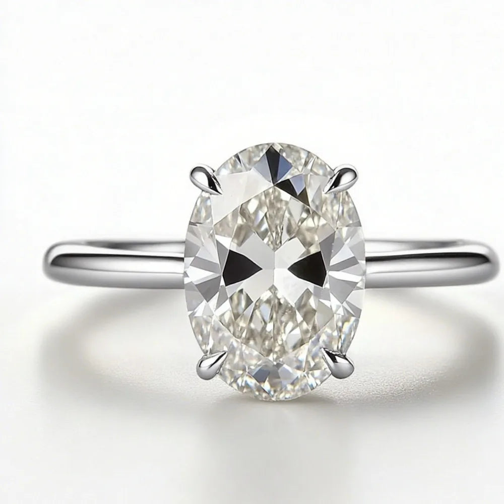 2026 Neuer personalisierter ovaler Mode-Diamantring, klassischer Vier-Krallen-Ehering, Damen