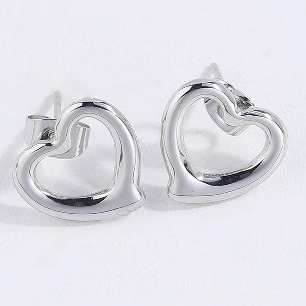 Aomogo Set INS Exquisites Herz-Fashion-Edelstahl-Armband-Ohrringe-Halskette-Anhänger-Set Damen Alltagsartikel Partygeschenke