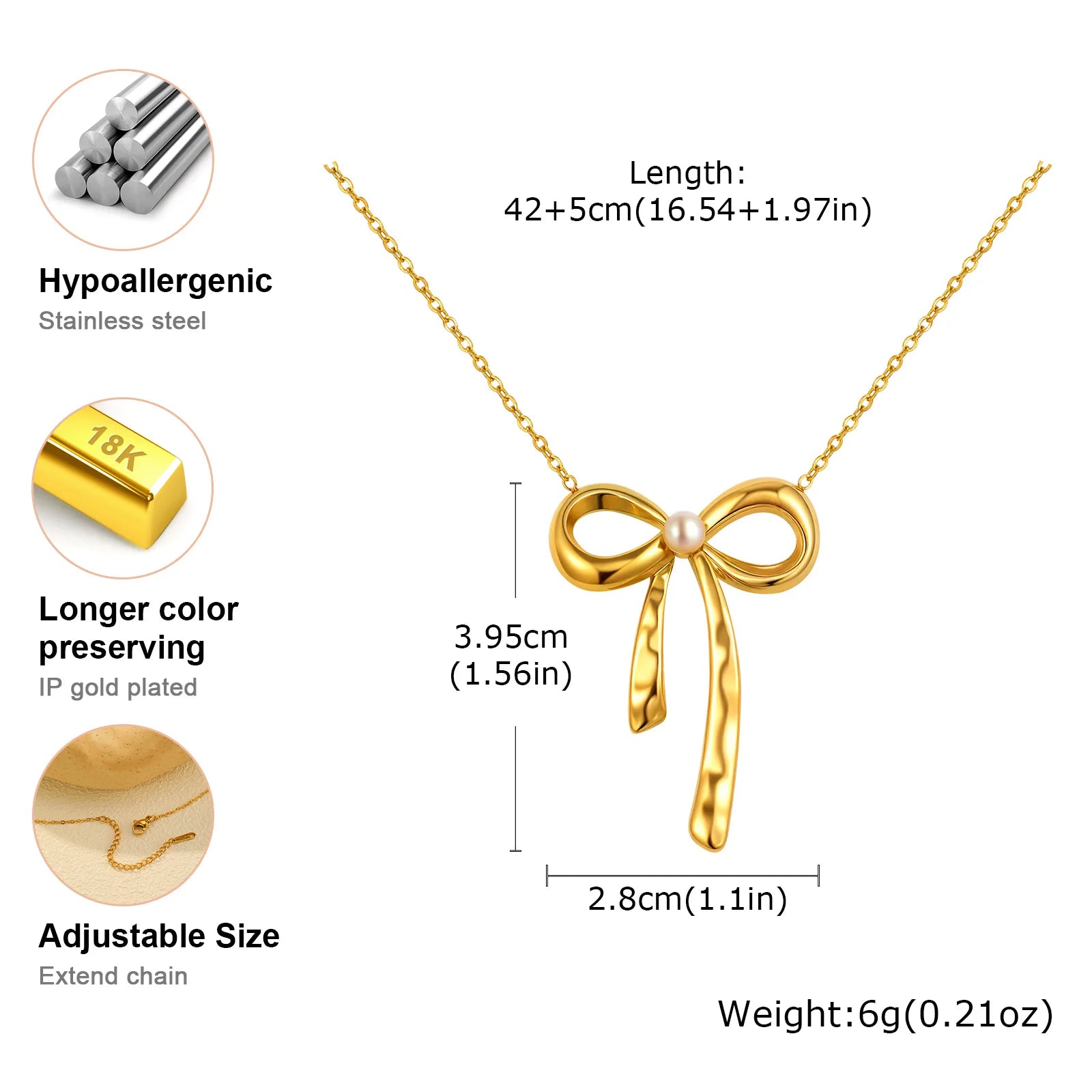 Charms Bow Necklace For Women, Bowknot Chain Choker Necklace, Stainless Steel Thin Link Exquisite Party Jewelry