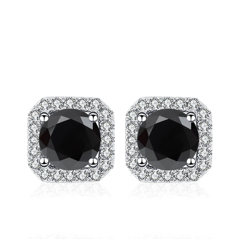 NeeTim 0.5ct 1ct Rosa Moissanit Ohrstecker für Damen 925 Sterling Silber Schwarz Blau Grau Funkelnde Labor Diamant Ohrringe
