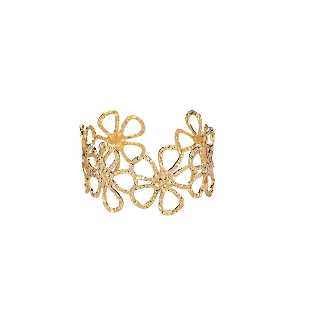 Exquisites klassisches Armband mit Wellenmuster für Damen, Manschettenarmband, goldfarben, Edelstahl, Handschmuck-Geschenk