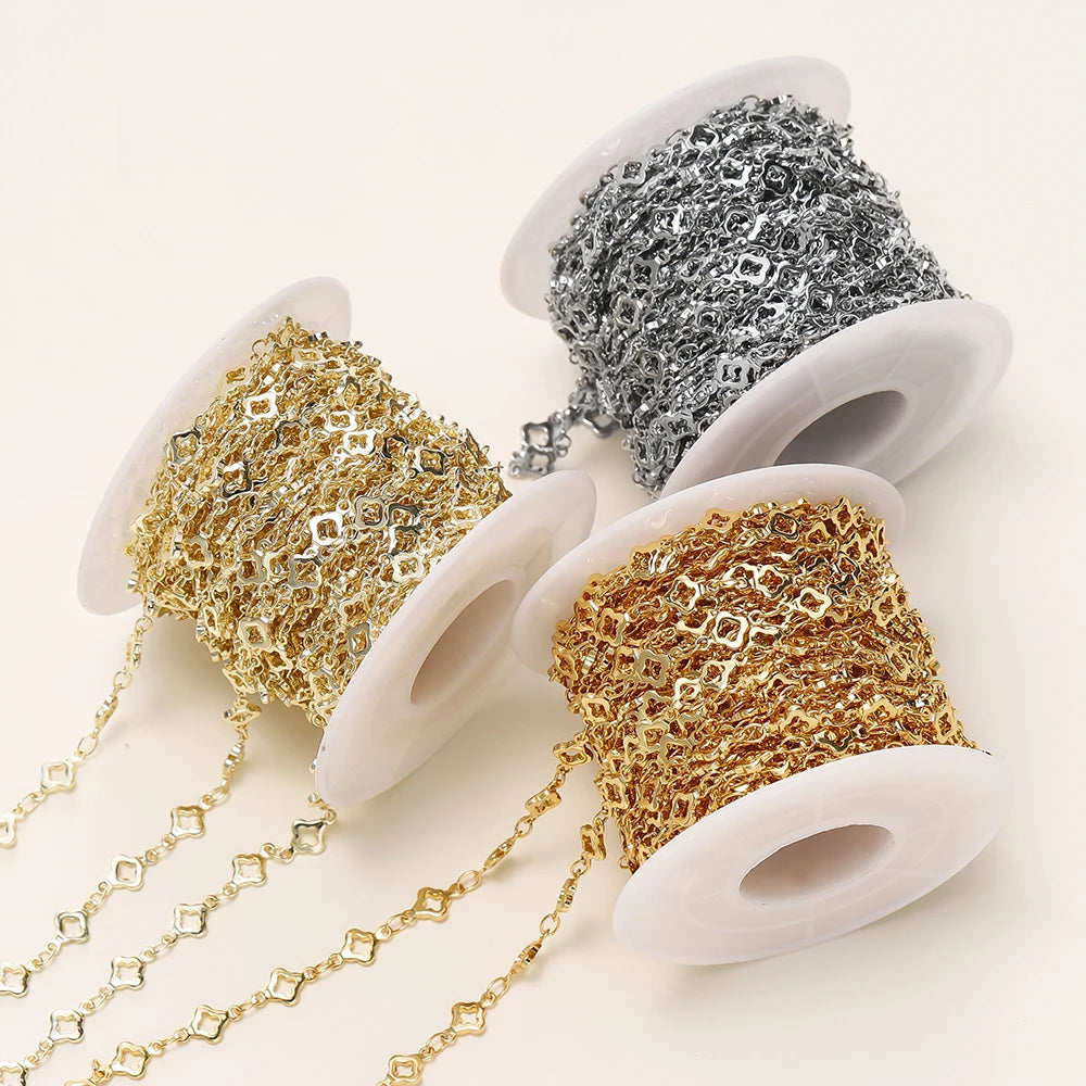 1Meter/Pack 5.5MM 14/18K Vergoldetes Messing Rhombuskette für Schmuckherstellung Halsketten Armbänder Kette Schmuckherstellungszubehör