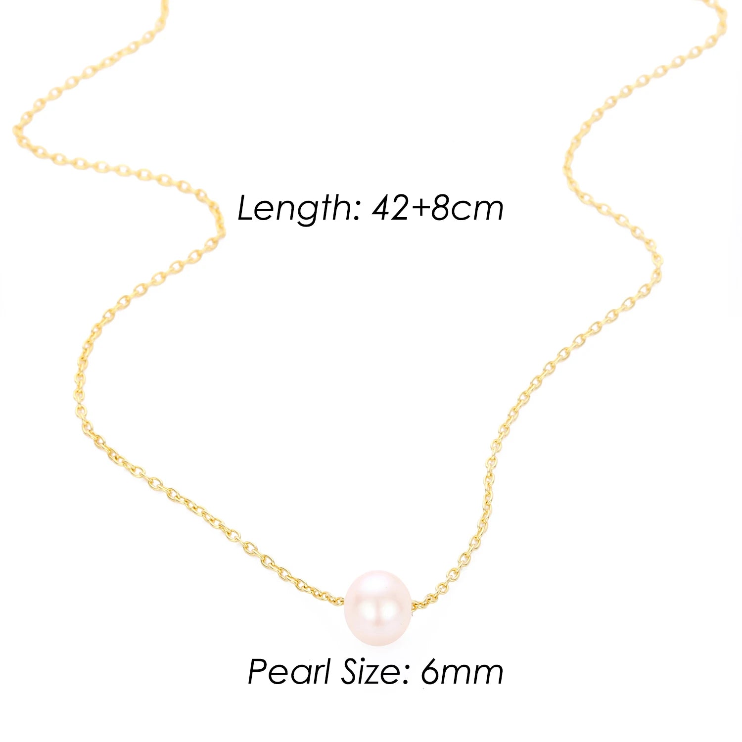 4MM Simulated-pearl Pendant Necklace for Women Dainty Stainless Steel Gold Color Necklace Women