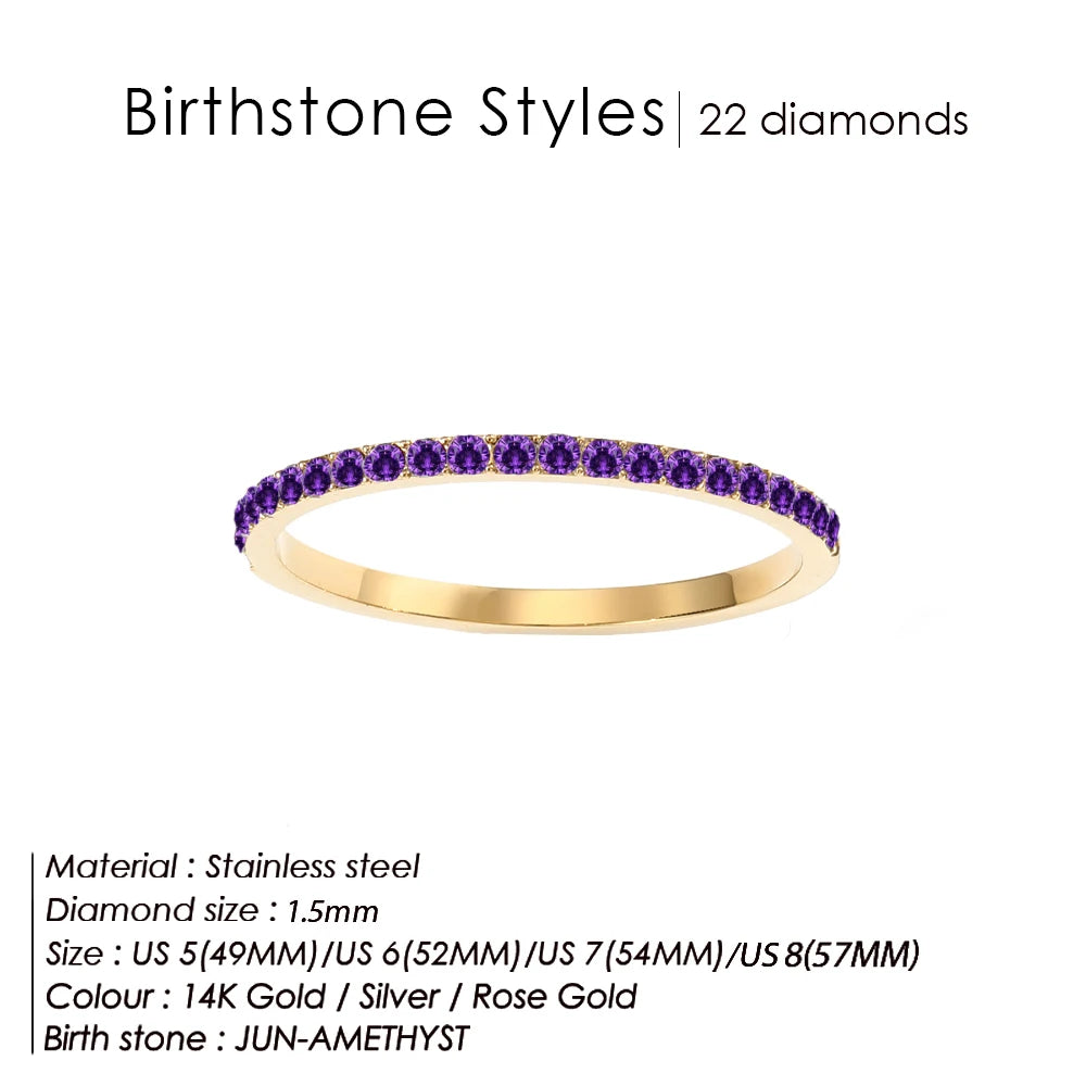 Edelstahl Geburtssteinring für Damen 12 Sternzeichen Mode Farbige Strassringe Jubiläum Hochzeit Geschenk Schmuck Großhandel