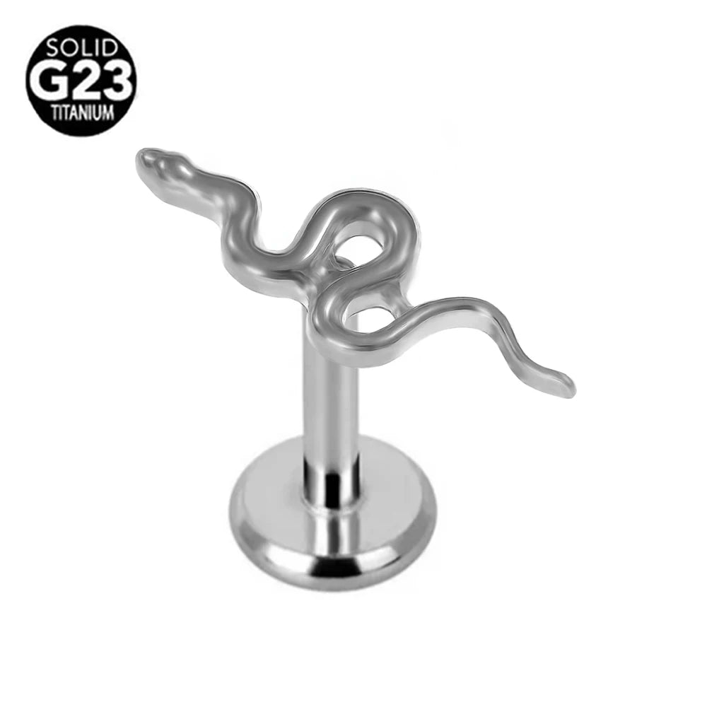 Piercing Labret G23 Titanio Serpiente Abeja Pluma 16G Rosca Interna Pendiente Cartílago Hélice Joyería Corporal