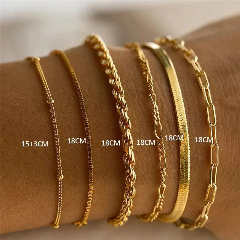 SUNIBI Klassische Schlangenkettenarmbänder für Damen, Trendige Mode, Edelstahl-Kubakettenarmband, Trendige Damengeschenke, Schmuck