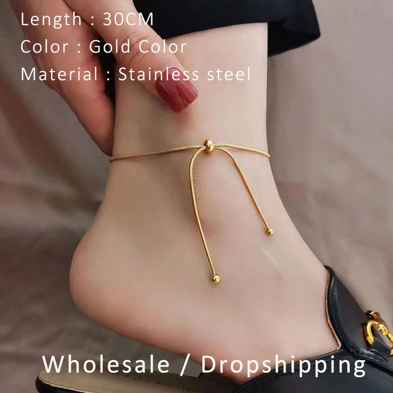 KOREANISCHES Verstellbares Edelstahlarmband für Frauen Mädchen Männer Hochwertiges Design Goldfarbene Schlangenkette Schmuck Großhandel