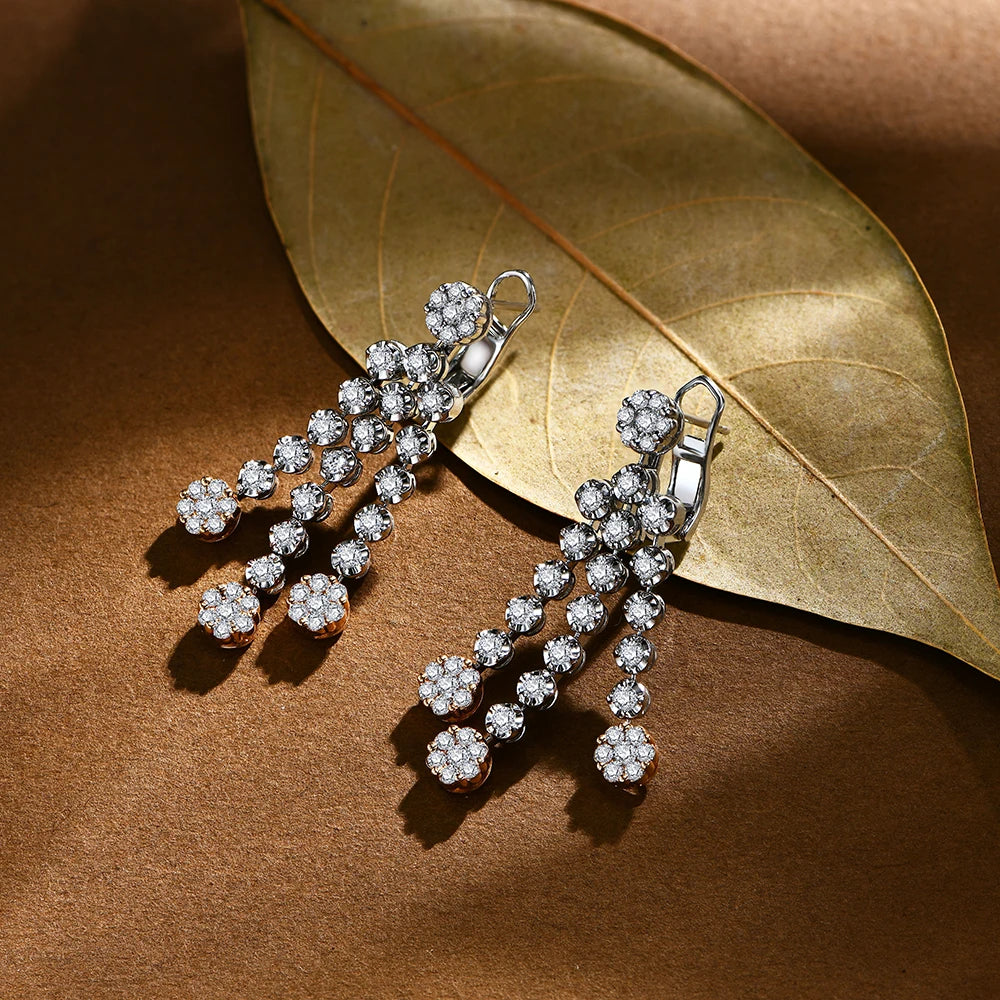 MINTYBOX Pendientes Colgantes de Plata de Ley 925 con Diamantes Moissanita de 2.59ct para Mujer, Chapados en Oro de 18k, Joyería Fina de Lujo para Boda