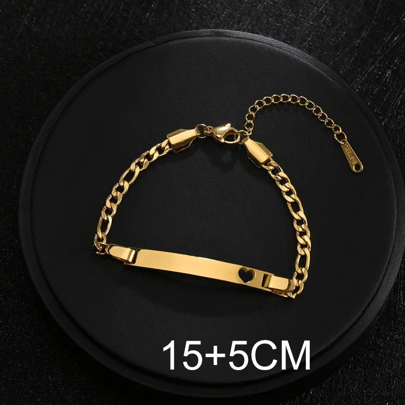 Bluelory personalisiertes Armband für Herren und Damen, Edelstahl, verschiedene Stile, leeres Namensschild, Herzarmband, Party-Schmuckgeschenk