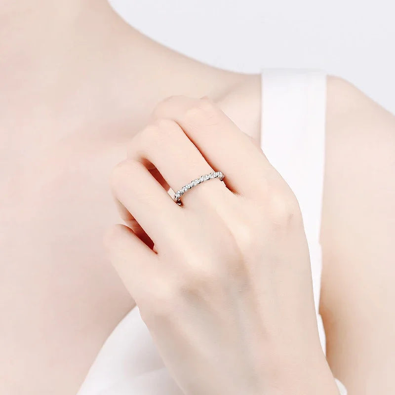 NeeTim Anillo completo de moissanita, plata de ley 925 con chapado en oro de 18K, diamante, compromiso, boda, banda nupcial, joyería para mujer