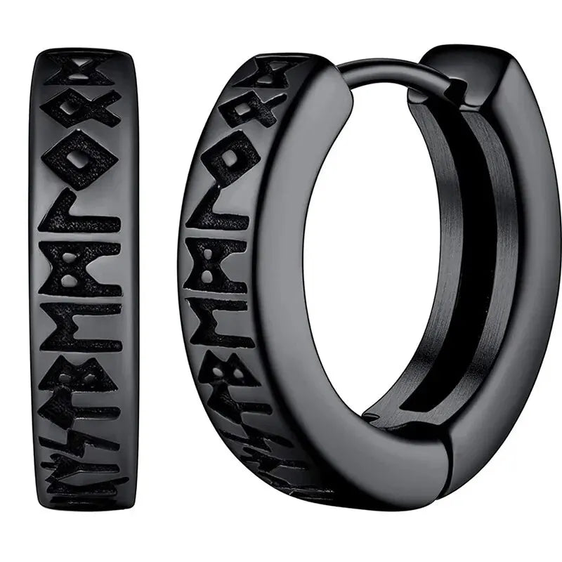 Edelstahl Norwegische Wikinger Runen Creolen Für Männer Frauen Unisex 12 mm Huggie Hoop Religiöse Ohrring Schmuck