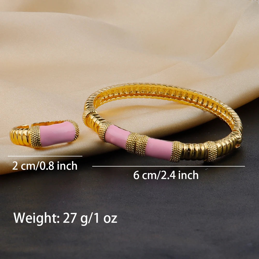 Vergoldeter Ring und Armband, nigerianisches Schmuckset, hohe Eleganz, mehrfarbig, personalisierte Armbänder, Mädchengeschenk, kostenloser Versand