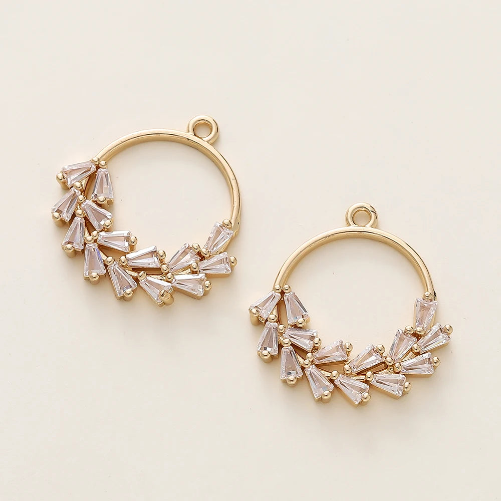 2/4 piezas de colgantes de dijes de hojas variadas chapados en oro de 18 quilates con circonitas para suministros de fabricación de joyas de collar DIY