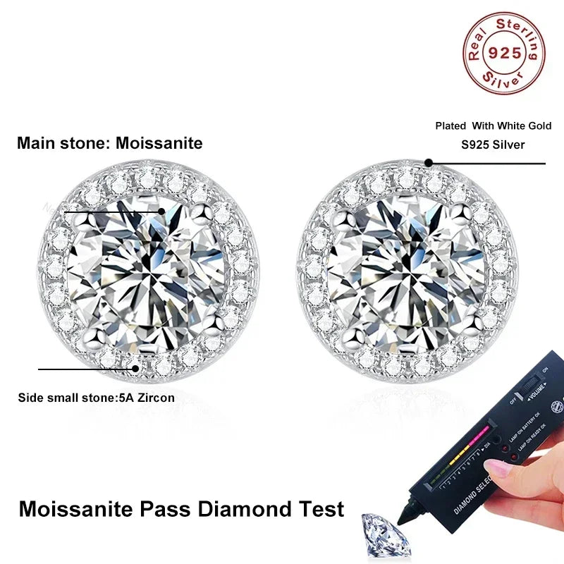 NeeTim Moissanite Ohrstecker für Damen 925 Sterling Silber Grün Blau Pink Rot Schwarz Blau Funkelnde Moissanite Ohrstecker