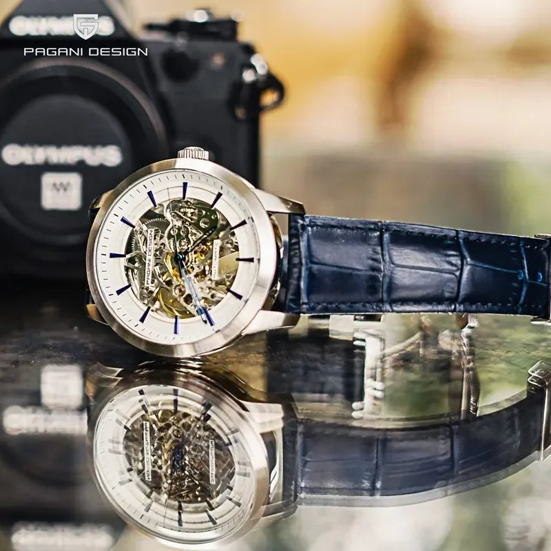 PAGANI DESIGN Reloj de Hombre de Negocios Lujo Esqueleto Hueco Correa de Cuero Reloj de Pulsera Masculino Nuevo Reloj Mecánico Masculino Relogio Masculino