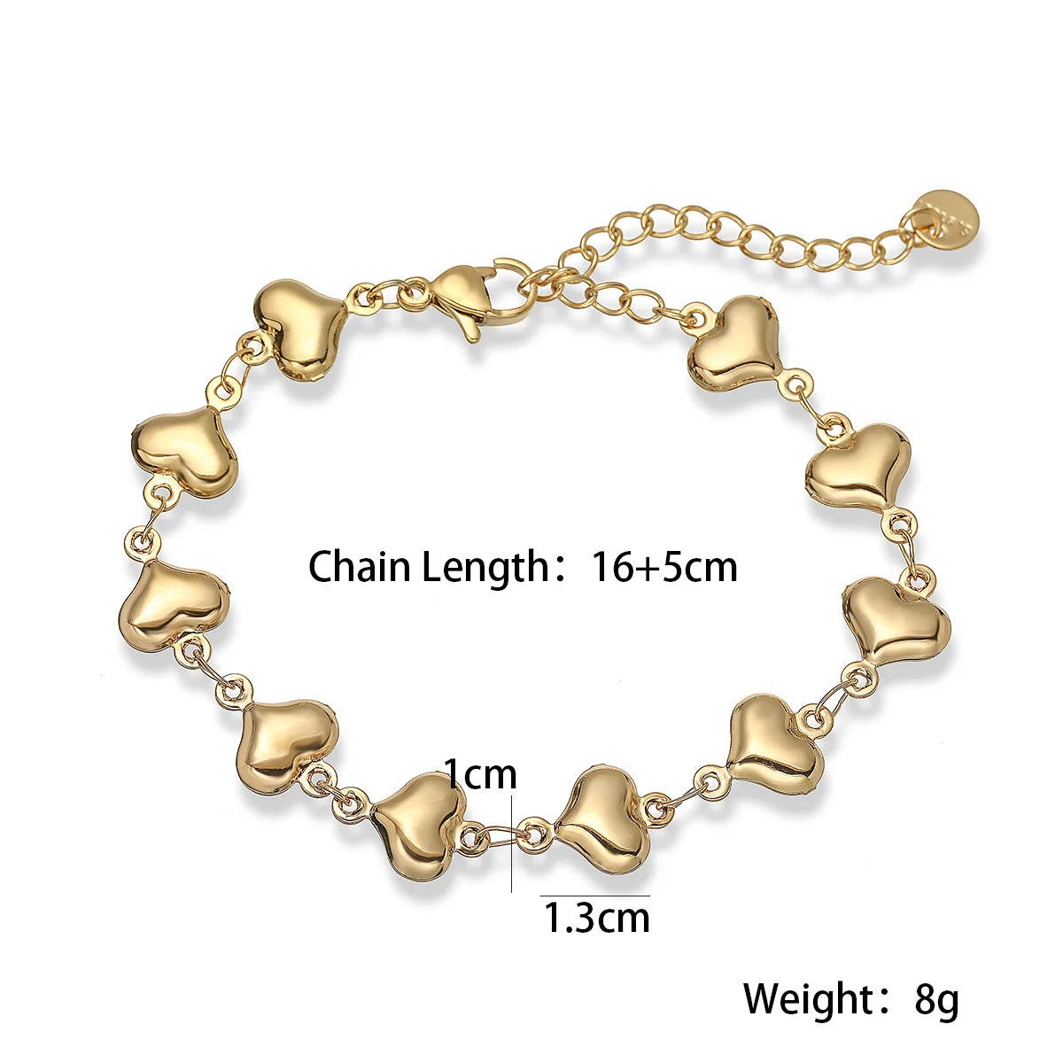 NEWBUY Großhandel, nicht verblassende, goldfarbene 316L Edelstahl Herz Charm Armband für Frauen, lässiger täglicher Schmuck
