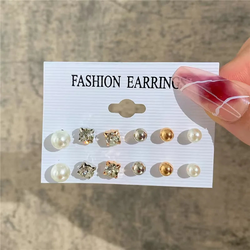 Modische geometrische Creolen Set für Damen Vintage Böhmische Perle Goldfarbe Runde Ohrringe Punk Alltagsschmuck Geschenke 2025