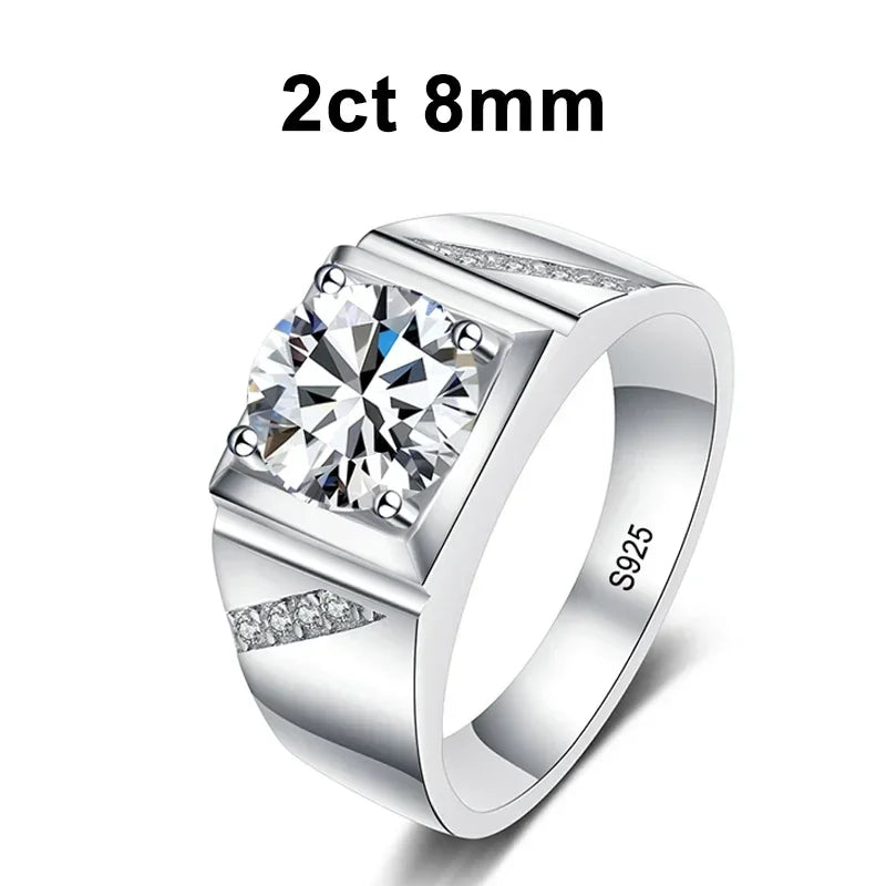 NeeTim 1ct 2ct D VVS1 Moissanit-Ring für Herren 925er Sterlingsilber mit Goldbeschichtung Verlobungs-Ehering Labor-Diamant Herrenringe