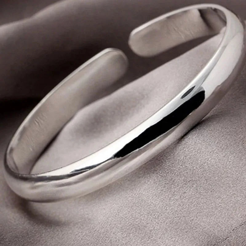 999 Sterling Silber Manschette Polieren Retro Armband Armreifen für Frauen Party Hochzeit Schmuck Accessoires Argent 925