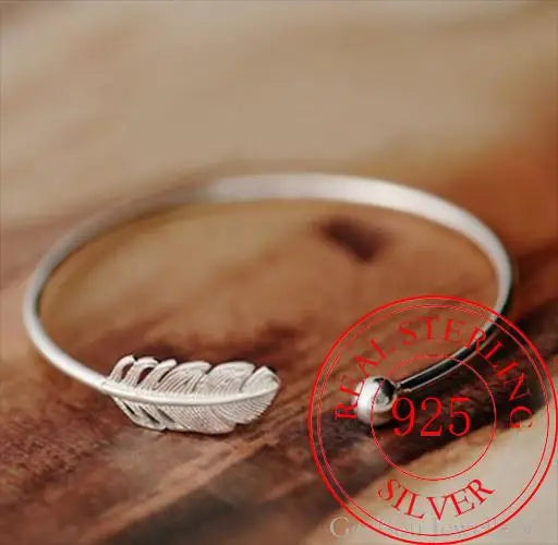 925 Sterling Silber Engelsfeder Glück Manschette Designer Armbänder Armreifen für Damen Party Schmuck Geschenke