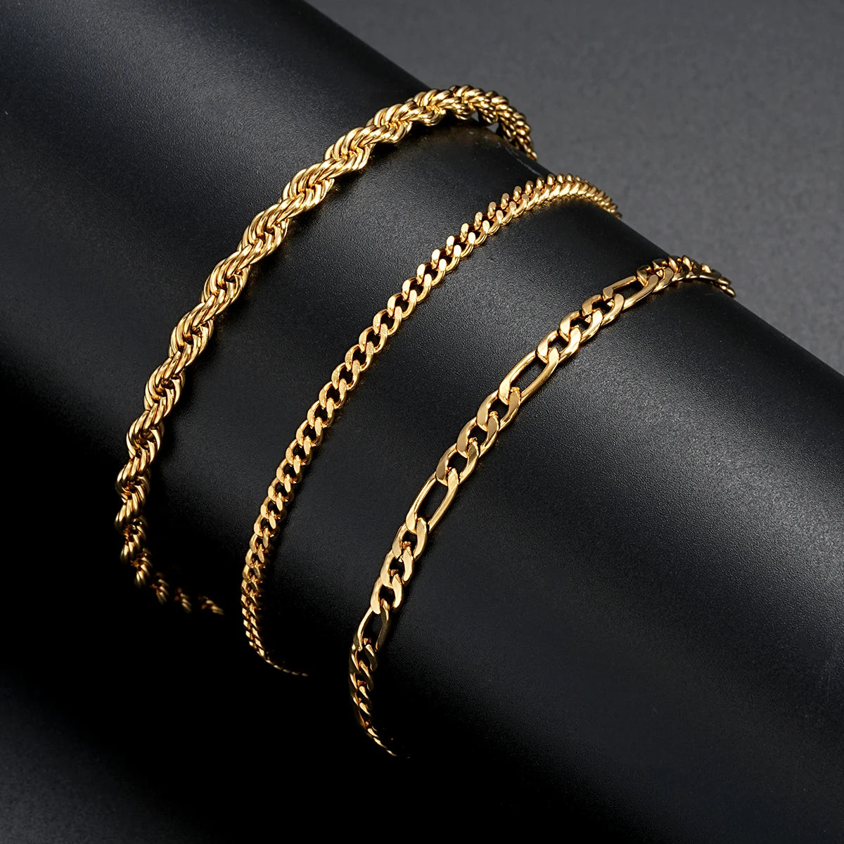 3tlg/Set Edelstahl Punk Cuban Chain Armband für Herren Minimalistisches Silberfarbenes Hip Hop Armband Party Mode Schmuck Geschenke
